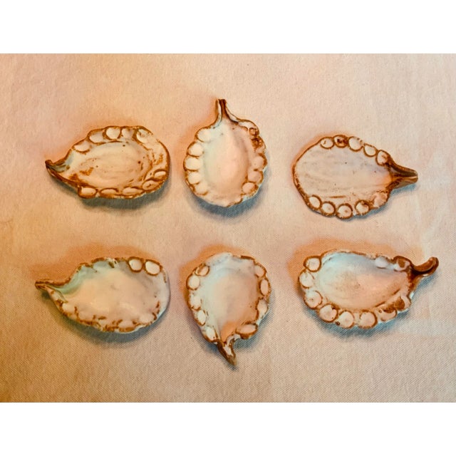 Ceramic Handformed Biloxi Iron Oxide & White Glaze Stoneware Oyster Small Plates - Set of 6 For Sale - Image 7 of 12