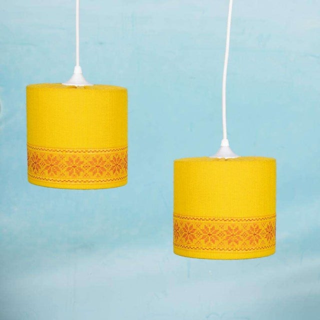 Swedish Space Age Ocher Yellow Pendant Lamp For Sale - Image 3 of 18