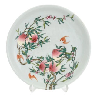 Chinese Porcelain Si Bat & Peach Motif Charger For Sale