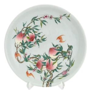 Chinese Porcelain Si Bat & Peach Motif Charger