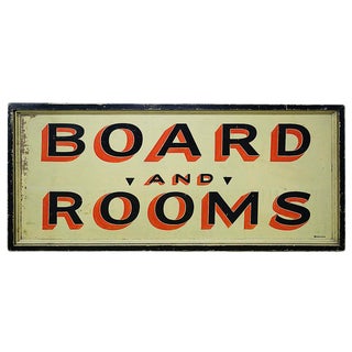 Vintage Sign 'Board and Rooms' For Sale