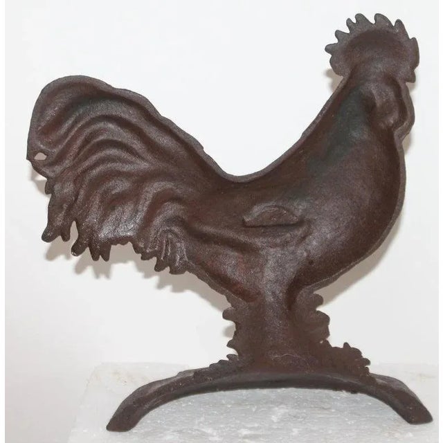 Early 20th Century Iron Rooster With Fragments of Paint For Sale - Image 5 of 5