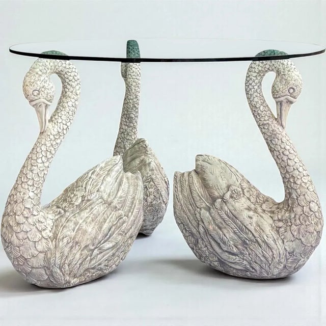 Neoclassical 1970s Neo-Classical Style Cast Garden Swan Form Center or Dining Table For Sale - Image 3 of 8