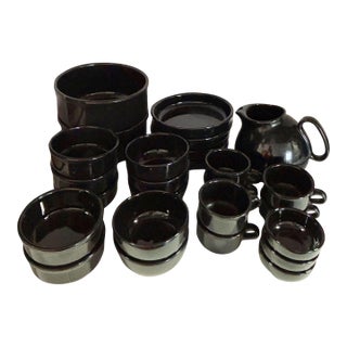 Neo Art Deco Black Bowl & Coffee Mug 26 Piece Serverware Set by Waechtersbach For Sale