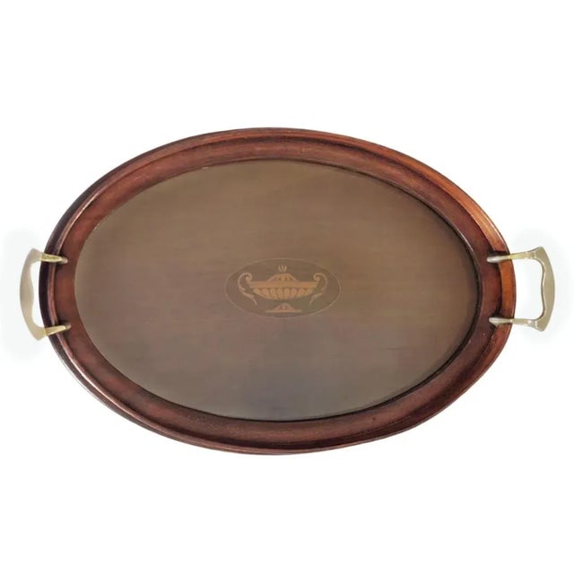 Brown Manning Bowman & Co. Edwardian Mahogany Serving Tray For Sale - Image 8 of 12
