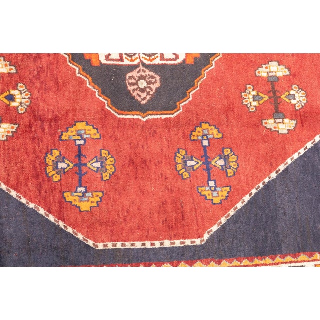 Semi-Antique Hand-Knotted Persian Qashqai Rug 5'5" X 6'11" For Sale - Image 10 of 16
