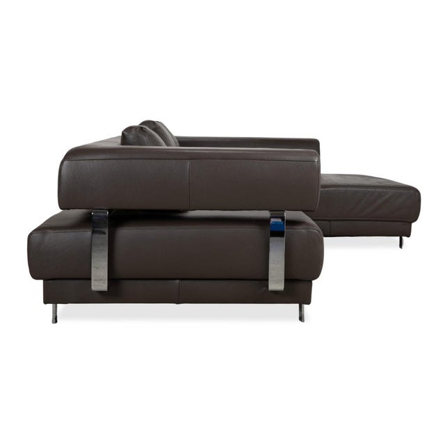 Brand Face Corner Sofa in Brown Leather from Ewald Schillig For Sale - Image 16 of 18