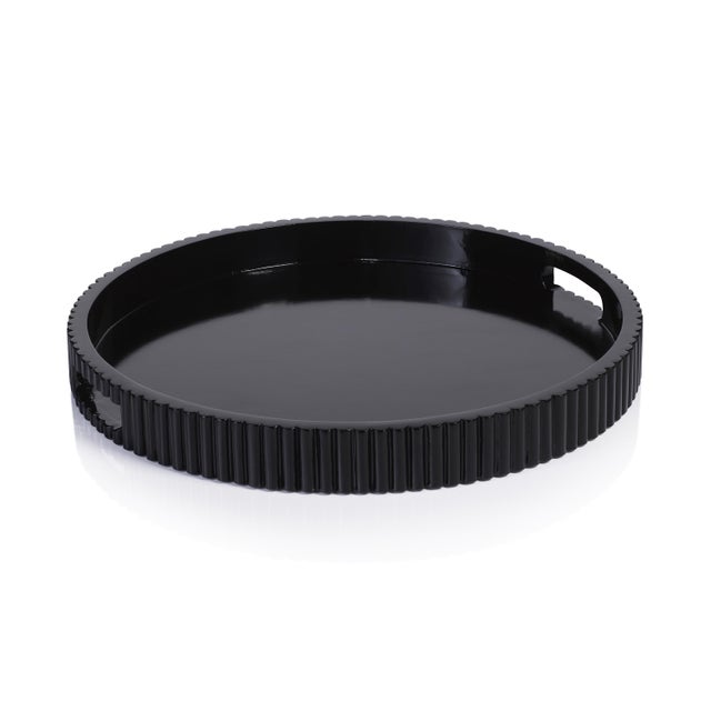 Modern Tivoli Ribbed Lacquered Round Tray For Sale - Image 3 of 3