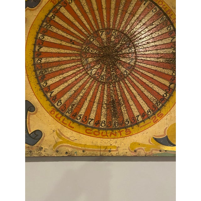 Wood Monumental Antique Folk Art Carnival Double Target Game Board For Sale - Image 7 of 8