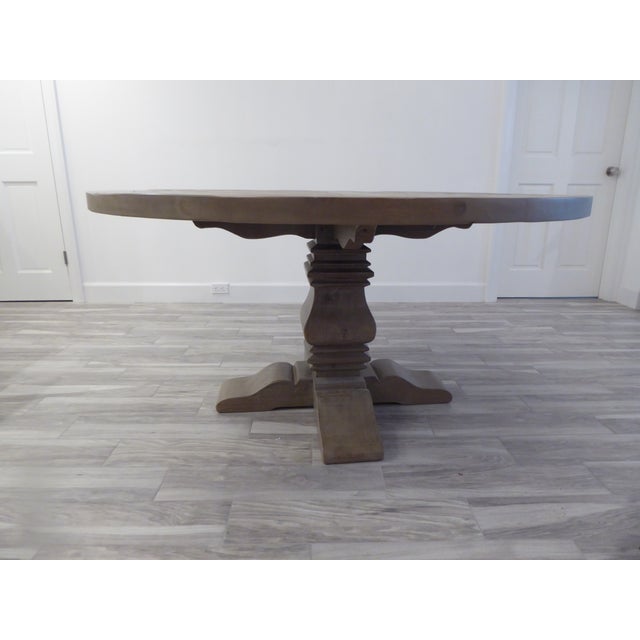 Restoration Hardware Round Trestle Dining Table | Chairish