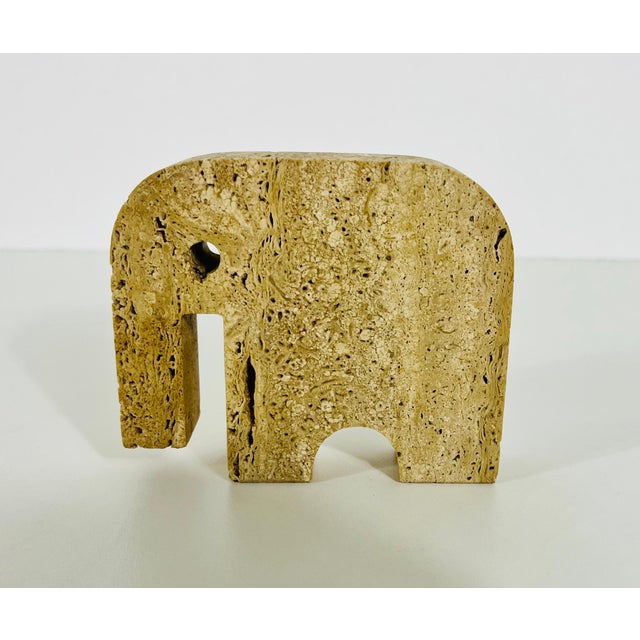 Wonderful sculpture by Fratelli Mannelli for Travertino di Rapolano. Elephant shape travertine sculpture from the 1970s.