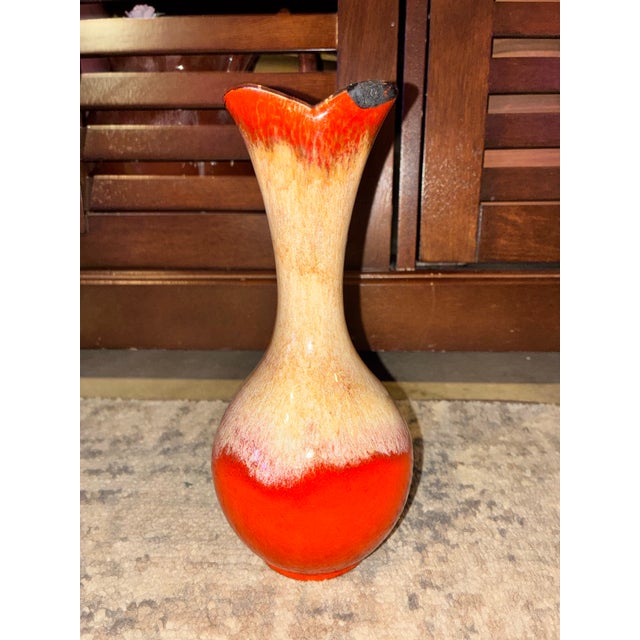 1969 Royal Haeger Volcanic Flame Vase Rare Bittersweet Crème Glaze For Sale - Image 11 of 12