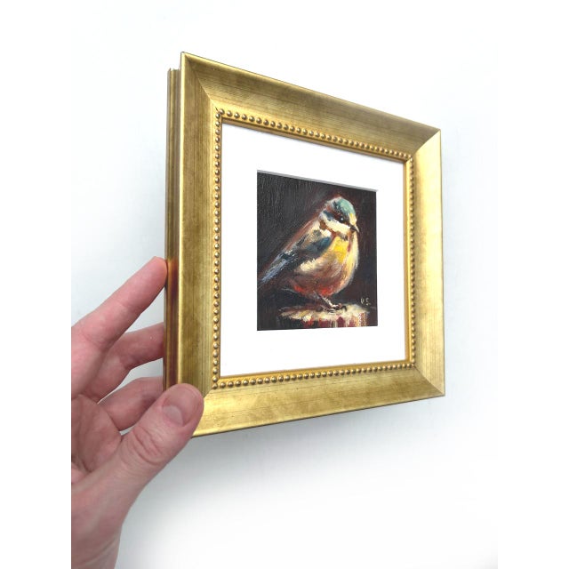Original Framed Blue Tit Painting Titmouse Wall Decor by Valeriya Serova For Sale - Image 6 of 7