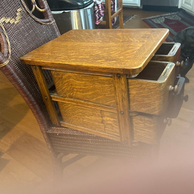 American 1900-1909 Quarter Sawn Oak Sewing Machine Drawers For Sale - Image 3 of 3