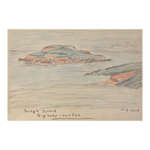1943 William Wood Burgh Island England Coastal Drawing