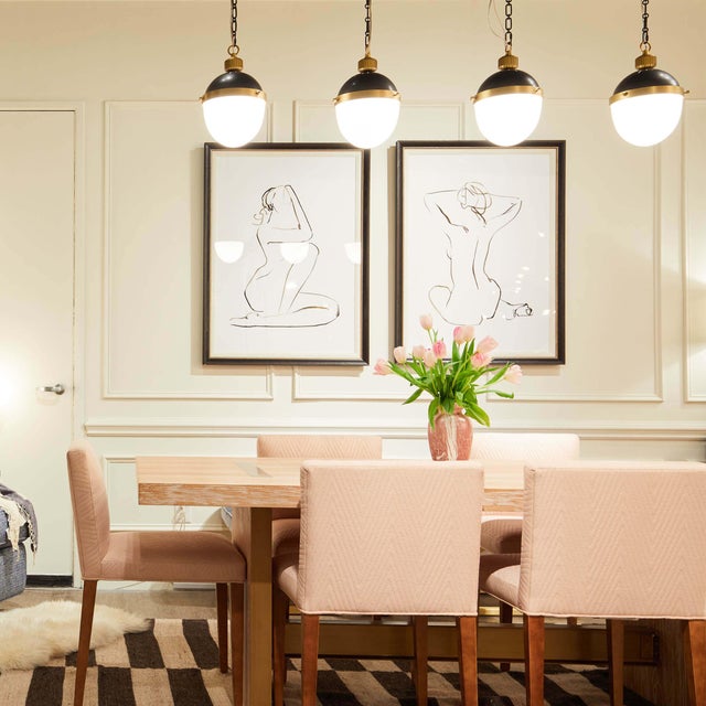 Commanding tradition and style, our Otis Pendant features a bold collaboration of metal and frosted glass—suspended by an...