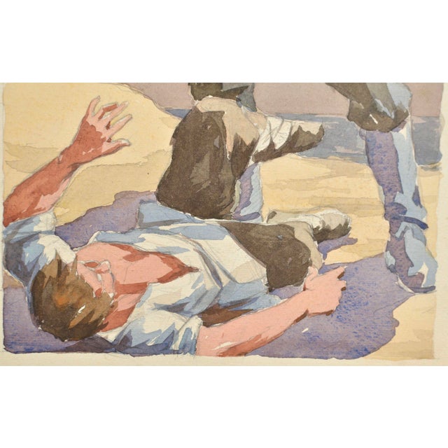 Albert Goltjakov, Fight, 1960s, Watercolor For Sale - Image 3 of 5