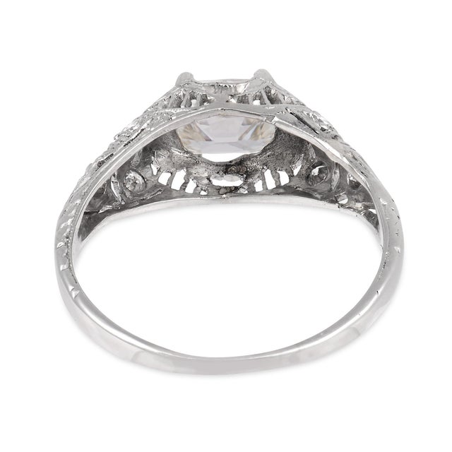 1930s Art Deco Gia 1.03 Carat Old Mine Cut Diamond Platinum Engagement Ring, Size 6.75 For Sale In Los Angeles - Image 6 of 8