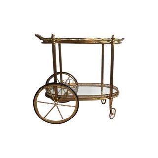 Mid-Century Italian Brass Bar Cart For Sale