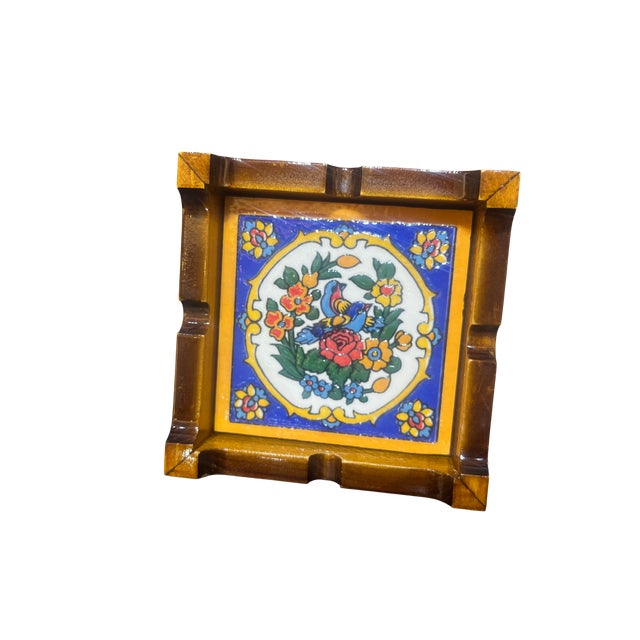 Hand-Painted Medallion Ceramic Ashtray, 1980s For Sale - Image 4 of 11