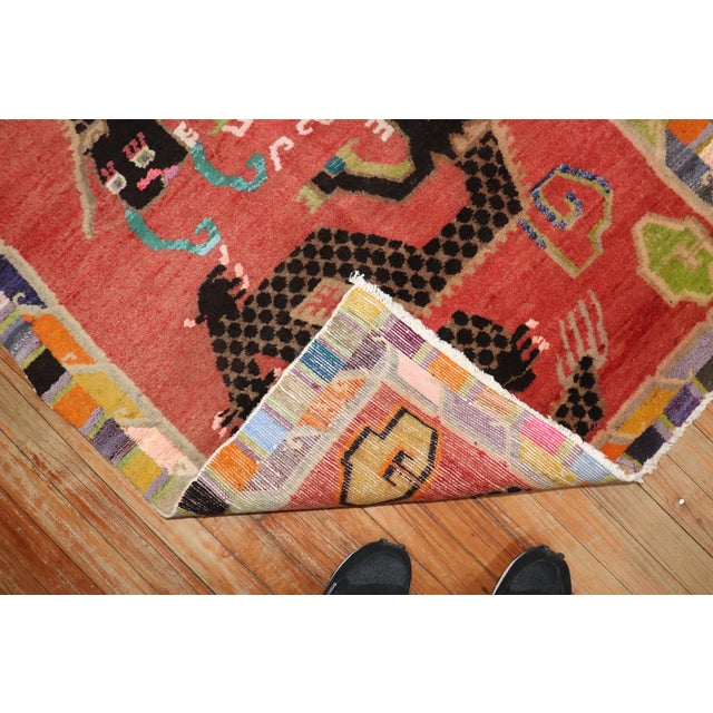 Folk Art Zabihi Collection Colorful Dragon Vintage Tibetan Rug For Sale - Image 3 of 9