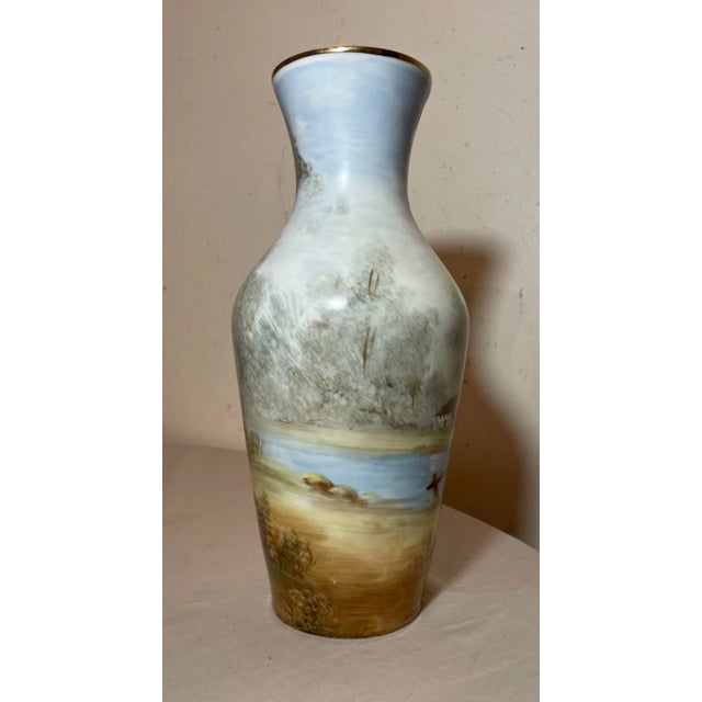 Quality Vintage Hand Painted Gilt Porcelain Figural Landscape Scene Vase Urn For Sale In New York - Image 6 of 12