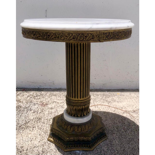 Mid 20th Century Vintage Mid Century Italian Round Marble Side/End Accent Table For Sale - Image 5 of 12