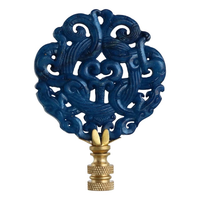 Chinese Love Knot Lamp Finial on Brass Hardware For Sale