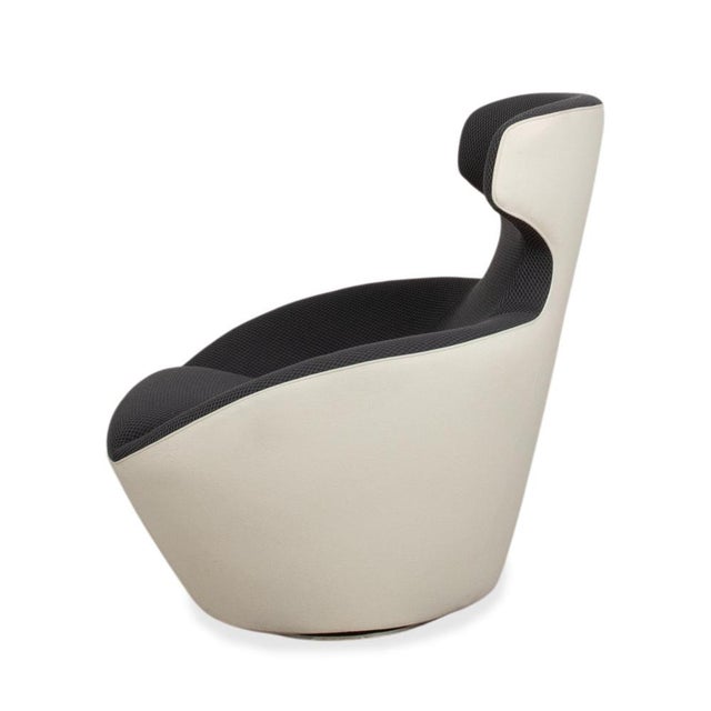 Edito Swivel Armchair in Grey and White Upholstery from Roche Bobois For Sale - Image 13 of 14