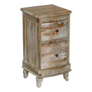 Vintage Loaf Recliamed Hardwood Nightstand with Drawers For Sale