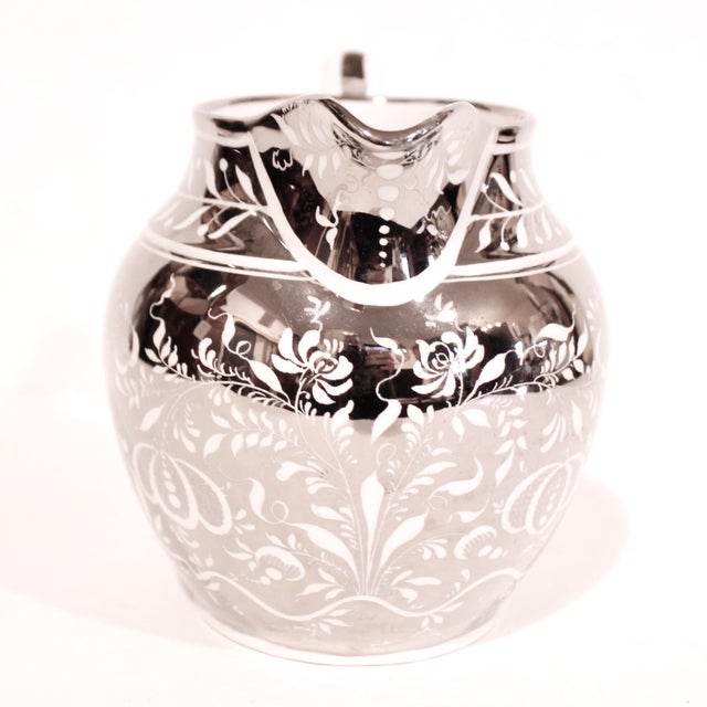 1960s Silver Lustreware Jug or Pitcher With Birds and Arabesque Patterns by Palin Thorley For Sale - Image 5 of 7