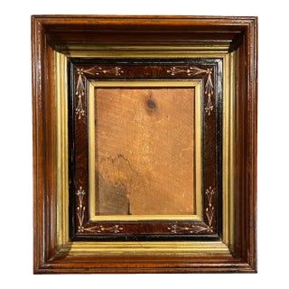 Antique Victorian Eastlake Deep Well Frame With Gilt Liner & Floral Detail For Sale