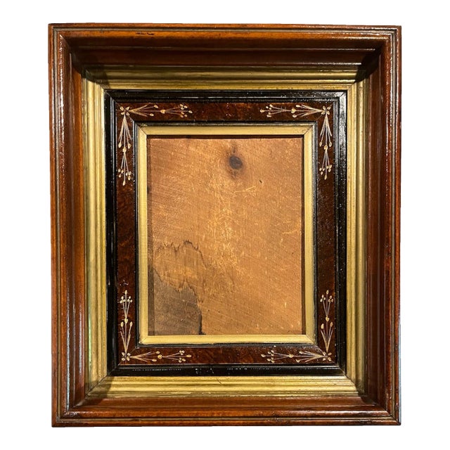Antique Victorian Eastlake Deep Well Frame With Gilt Liner & Floral Detail For Sale
