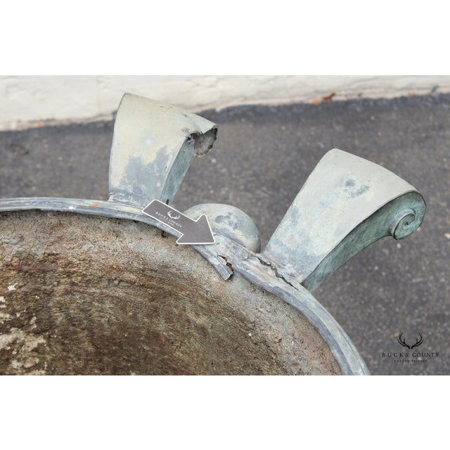 Antique Pair of Lead Alloy Outdoor Garden Urns For Sale - Image 12 of 12