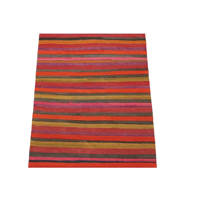 1950s 1950s Vintage Shahsavan Persian Kilim With Multicolor Stripes, From Rug & Kilim For Sale - Image 5 of 8