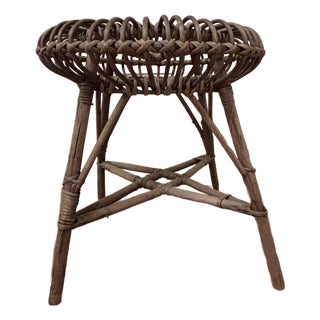 Mid-Century Modern Attributed toFranco Albini Woven Stool For Sale