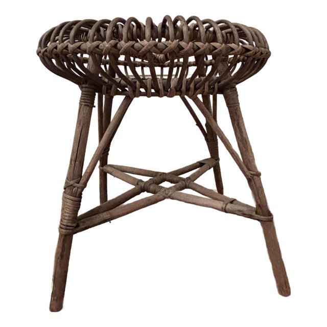 Mid-Century Modern Attributed toFranco Albini Woven Stool For Sale