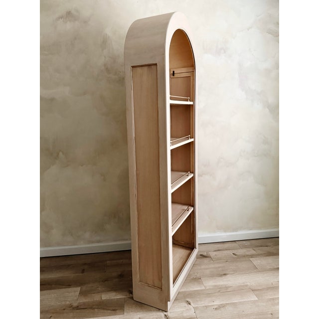 Brass 1970s Arched Cabinet- Organic Soft Neutral Finish With Brass Details For Sale - Image 8 of 11