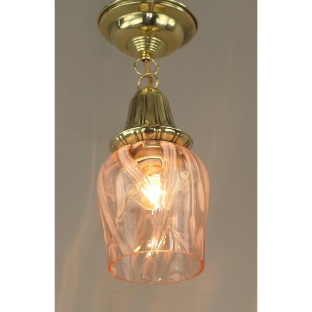 Art Nouveau Pendant Light with Vaseline Glass Shade, Vienna, 1920s For Sale - Image 3 of 8