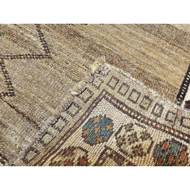 Vintage Kurdish Bidjar Tribal Rug, Hand-Knotted Wool, Geometric Pattern, Straw & Ivory, 4x5 For Sale - Image 17 of 17