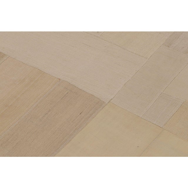 Textile Vintage Turkish Patchwork Rug With Neutral Design in Beige & Gold - Rug & Kilim For Sale - Image 7 of 10