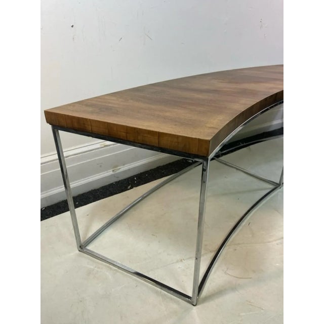 Brown 1970s Milo Baughman Modern Rosewood & Chrome Demilune Bench For Sale - Image 8 of 10