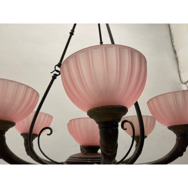 Pink Liberty Style Chandelier, 1960s For Sale - Image 3 of 12