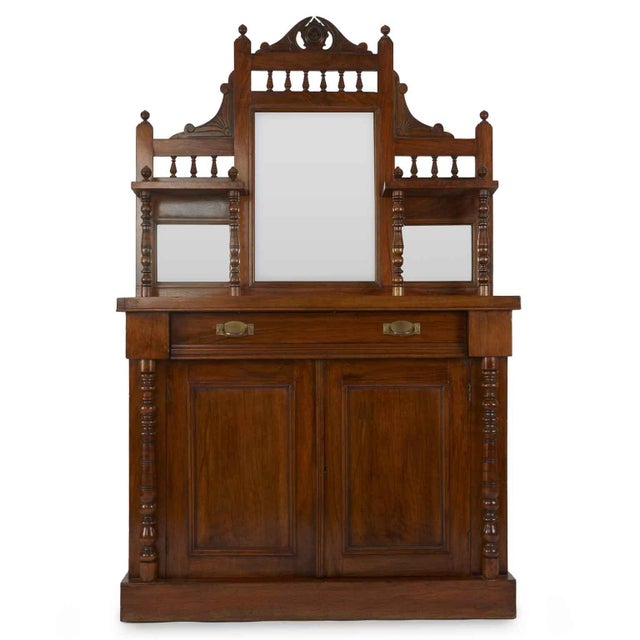 Antique Teak Sideboard with Mirror, 1890s For Sale - Image 9 of 9