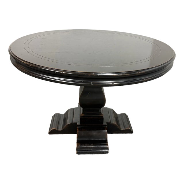 Aspen Antique Ebony Round Dining Table, 48 Inches. For Sale