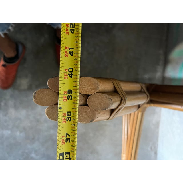 Boho Chic McGuire Style Rattan Glass Top Dining Table For Sale - Image 9 of 10