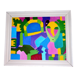 1970s Louise Abrams "1630" Surreal Outsider Art, Framed