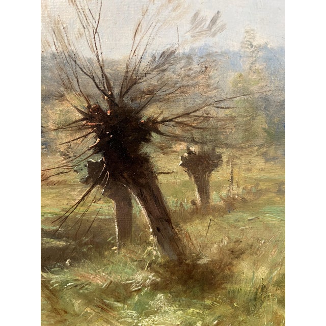 Gustave Eugène Castan, Personnages au bord de l'étang, Oil on Wood, Framed For Sale - Image 5 of 18