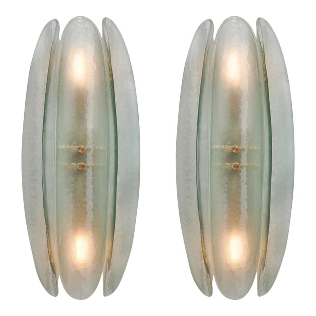 Paneled Aqua Murano Glass Sconces For Sale
