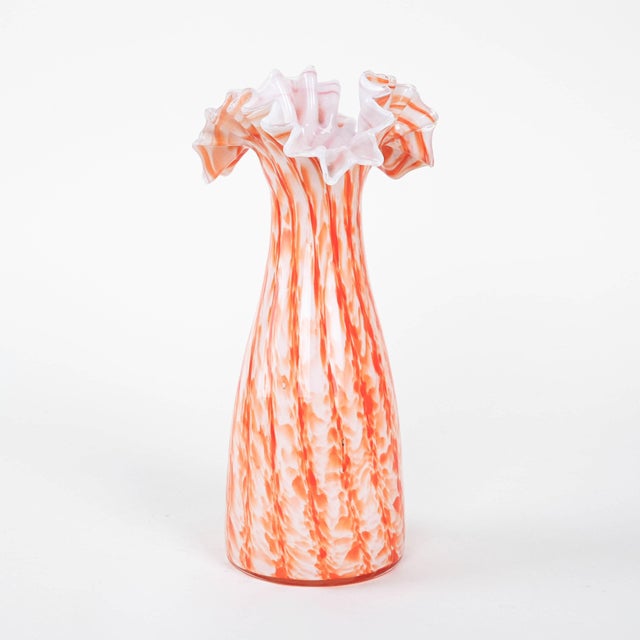 The vase was made in the 1960s in Italy. An impressive vase made of artistic glass in shades of orange, red and white,...